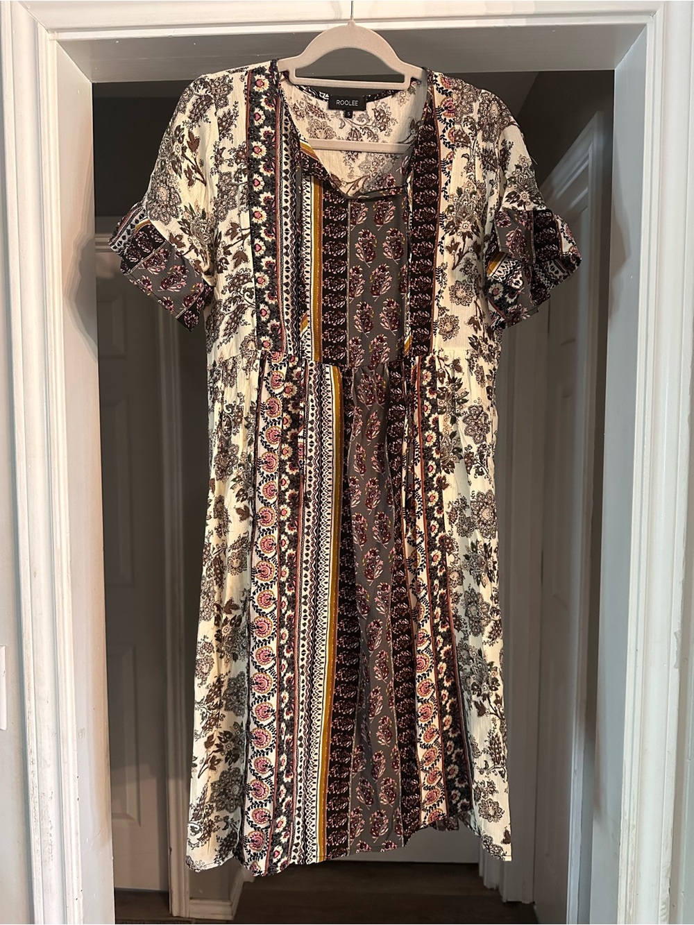 Roolee Patchwork Floral Midi Dress